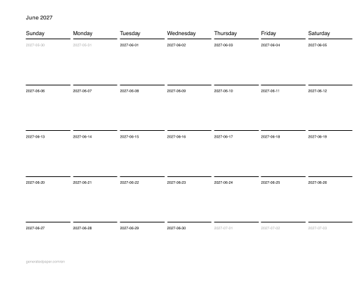 Printable June Calendar — printable PDF preview