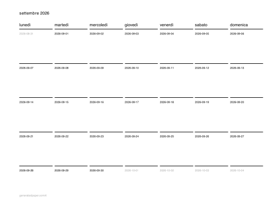Calendario mensile da stampare – Letter — anteprima del PDF da stampare