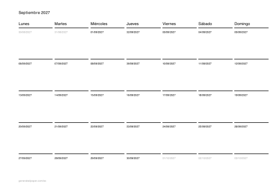 Calendario de septiembre para imprimir — vista previa del PDF para imprimir