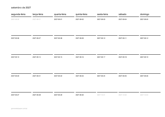 Calendário de setembro para imprimir — pré-visualização do PDF para imprimir