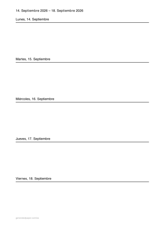 Planificador Semana Laboral – A4 (Lunes a Viernes) — vista previa del PDF para imprimir