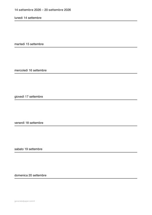 Planner settimanale da stampare – A4 — anteprima del PDF da stampare