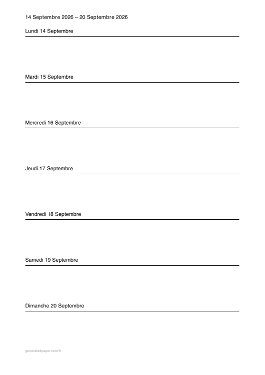 Planning Hebdomadaire à Imprimer PDF — aperçu du PDF à imprimer