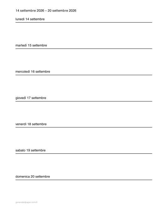 Planner settimanale da stampare – Letter — anteprima del PDF da stampare