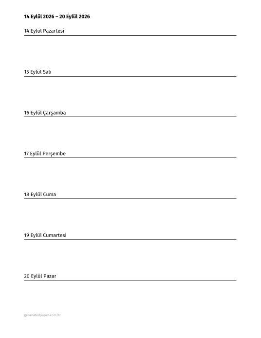 Ücretsiz Yazdırılabilir Haftalık Planlayıcı – Letter — yazdırılabilir PDF önizlemesi