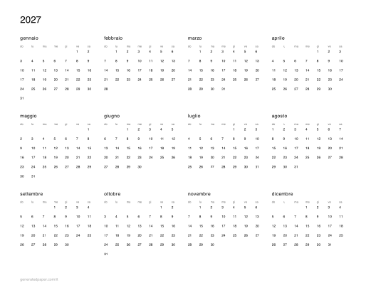 Calendario 2027 da stampare — anteprima del PDF da stampare