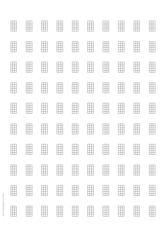 Diagrama de acordes en blanco PDF Ukulele – A4 — vista previa del PDF para imprimir