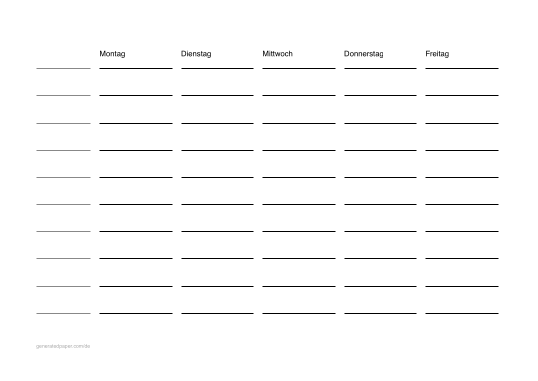 Stundenplan — Vorschau der PDF-Vorlage zum Ausdrucken