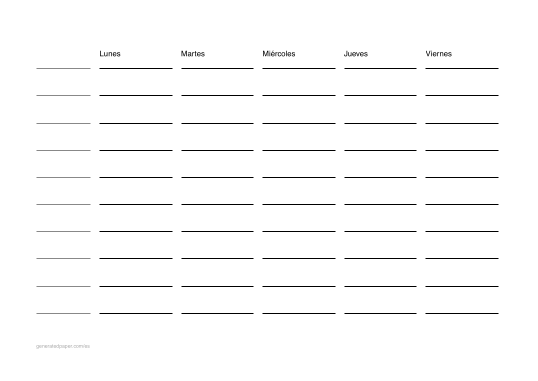 Horario escolar — vista previa del PDF para imprimir