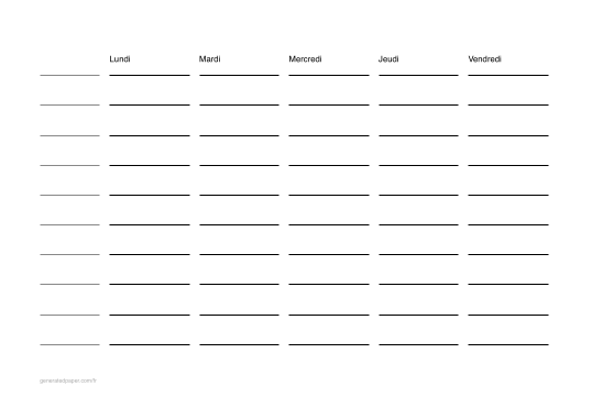 Emploi du Temps — aperçu du PDF à imprimer