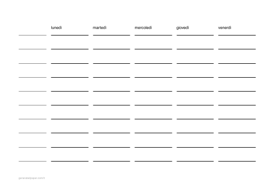 Orario scolastico — anteprima del PDF da stampare