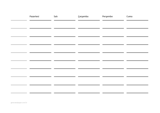 Ders Programı — yazdırılabilir PDF önizlemesi