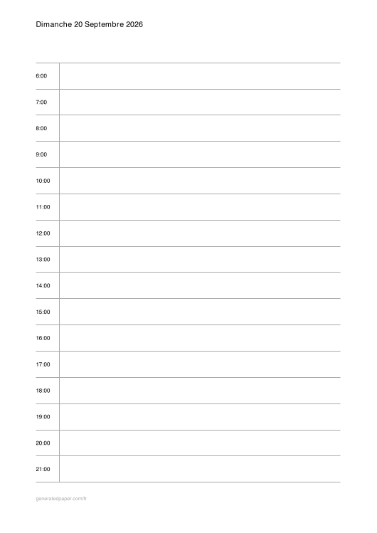 Planning Journalier à Imprimer – A4 — aperçu du PDF à imprimer