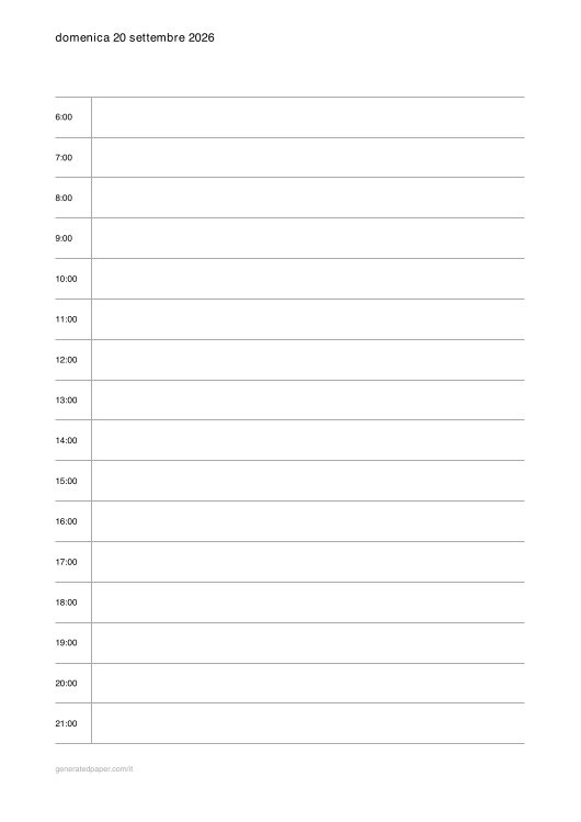 Planner giornaliero da stampare in PDF — anteprima del PDF da stampare