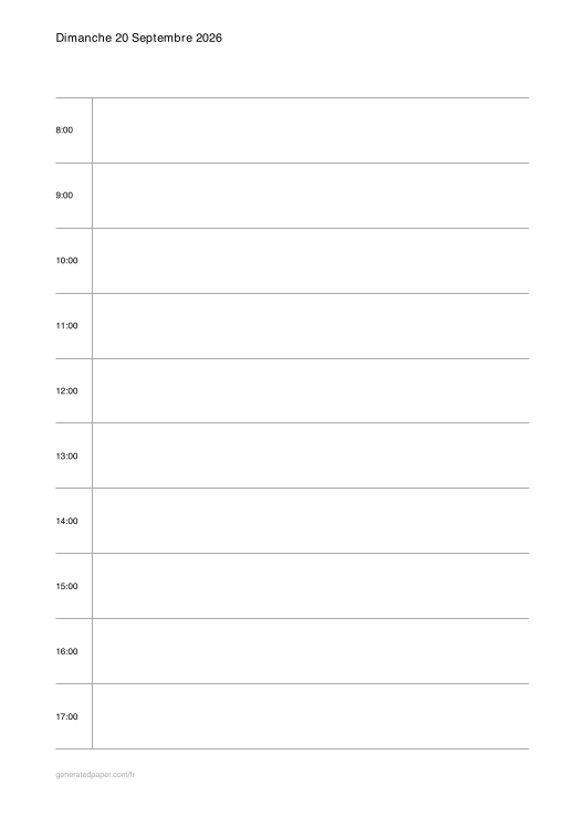 Planning Journée de Travail – A4 — aperçu du PDF à imprimer