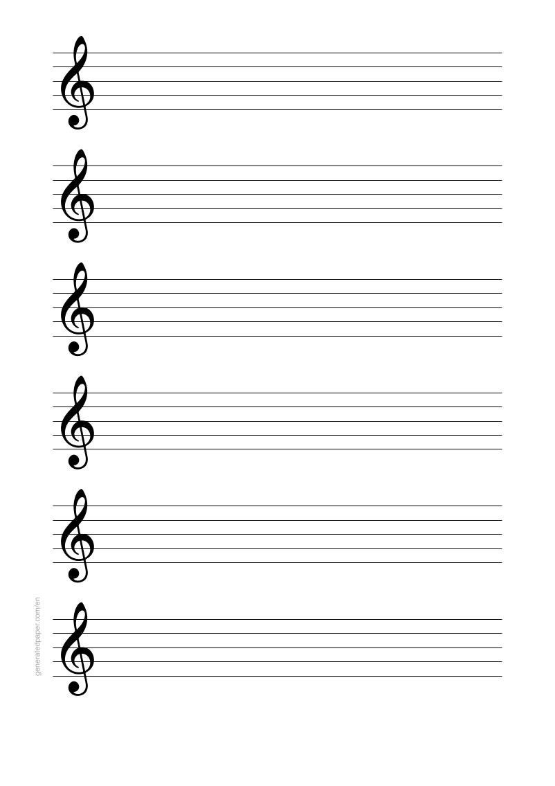 Papier Nutowy z Dużymi Pięcioliniami A4 (6 Pięciolinii)