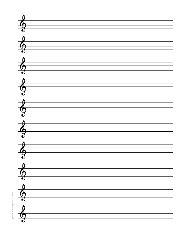 Violinschlüssel Notenpapier Letter