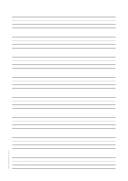 Dotted Thirds Handwriting Paper (18 mm) — printable PDF preview